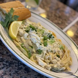Crab meat fettuccine