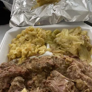 Turkey necks. Cabbage. Mac n cheese. All very good.