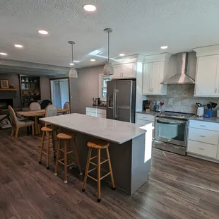 Great larger kitchen with a island.