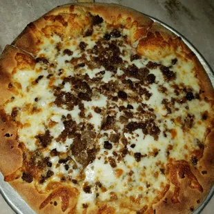 12 inch individual pizza with lite tomato sauce, extra cheese, and sausage