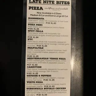 menu