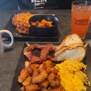 Chicken &amp; Waffles  Brunch punch  Fellas Breakfast