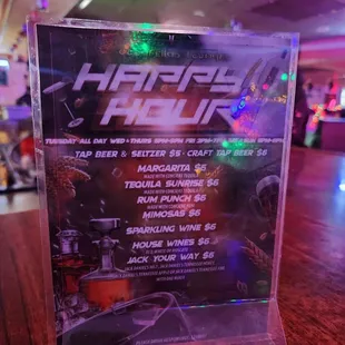 Happy Hour menu