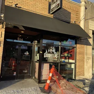 the entrance to the restaurant