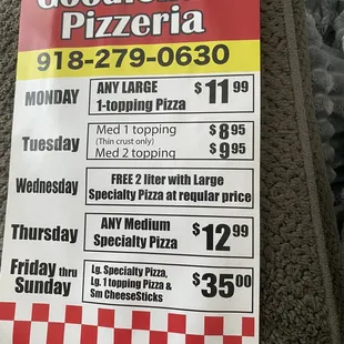 Weekly Specials