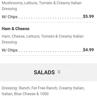 Subs and salads on the menu