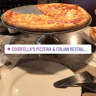 a pizza on a platter