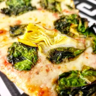 a closeup of the pizza