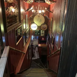 a man walking down a flight of stairs