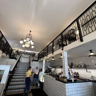 Upstairs is a bar