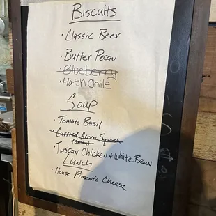 specials on a menu