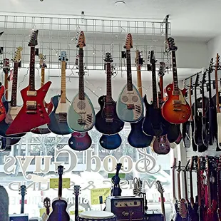Just a small portion of Good Guys guitar selection.  I sooo regret not picking up that red Ibanez Destroyer!!