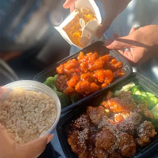 Sesame Chicken &amp; Whole Grain Brown Rice Fried Rice &amp; Orange Chicken