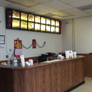 Front counter. Place is messy &amp; cold as hell. No heat!