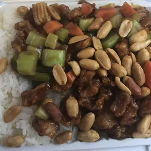 &quot;Kung pao chicken&quot; I would have liked more sauce and the nuts incorporated into food not sprinkled on