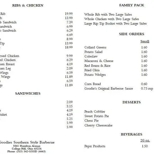 menu