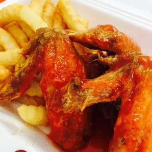 3 whole wings and Fries