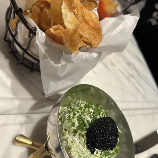 Creme fraiche w/black caviar