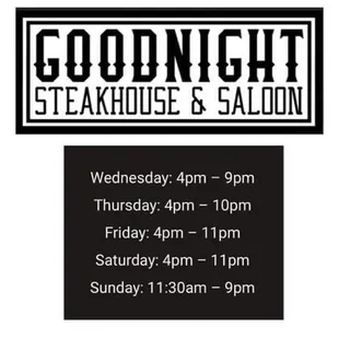 the logo for goodnight steakhouse and saloon