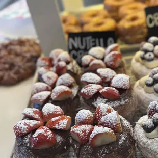a variety of pastries on display