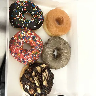 Strawberry sprinkles, blueberry , s&apos;mores , chocolate sprinkles