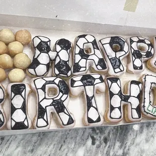 Soccer theme birthday doughnuts!!