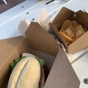 Turkey sandwich with chips.