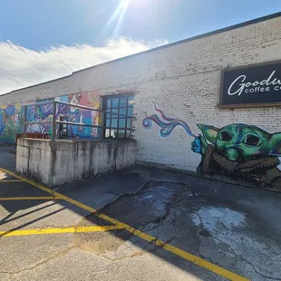 Outside cute picture of Yoda.