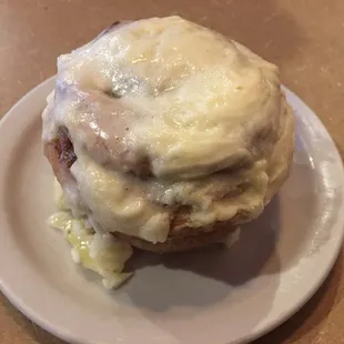 New menu item ... Huge cinnamon roll  Served HOT