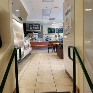 Looking at Goodwin&apos;s kitchen from the healthy drinks bar &amp; lounge