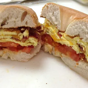 a sandwich cut in half