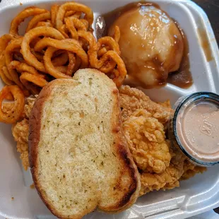 Catfish Platter + Fries + Mashed Potatoes