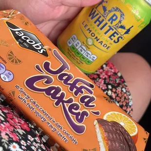 Jaffa cakes and R Whites Lemonade