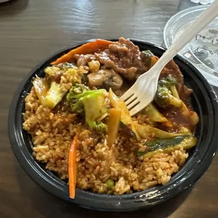 Garlic beef dish. I can't taste the garlic