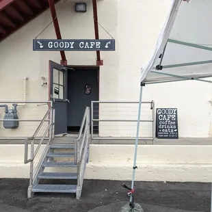 the entrance to the restaurant