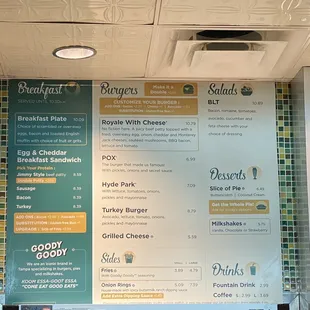 a menu for breakfast