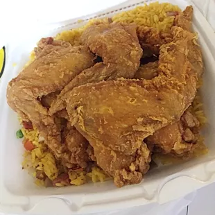 Pork fried rice with wings