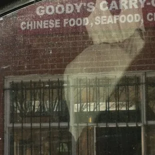 View of the iron bars on the Goody&apos;s windows....
