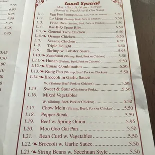 menu