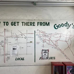 a whiteboard with a map on it