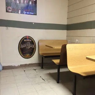 Hmm empty.  It's kinda funny,  you can't drink in the liquor part of the store or it would cost an extra $1.50! ;)