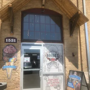 Entrance to Goody's Gourmet. It's one of the shops in the historic Northern Pacific Railroad Shops District.  Very cool location