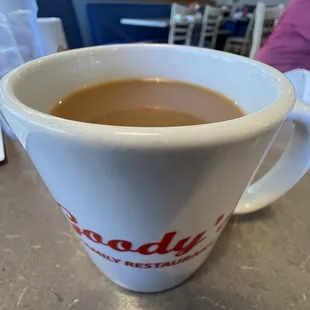 Coffee is nice and strong.