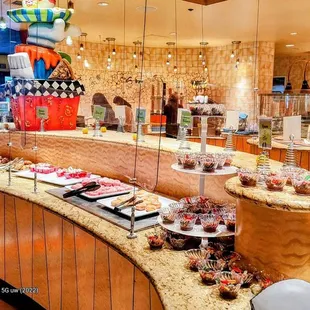 Assorted desserts + freshly baked breakfast pastries.