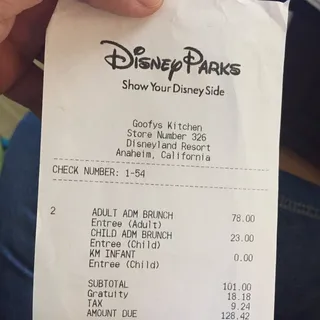$33 per child (3-9), plus tax and gratuity