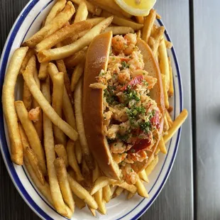 Lobster roll and fries