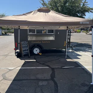 a food truck parked in a parking lot