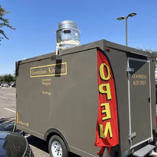 a food truck parked in a parking lot