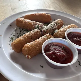 Mozz sticks. They were basic and ok