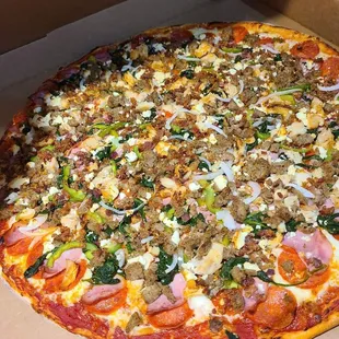 An impressive 14 topping pizza! Woah!